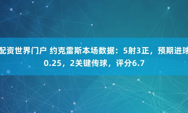 配资世界门户 约克雷斯本场数据：5射3正，预期进球0.25，2关键传球，评分6.7